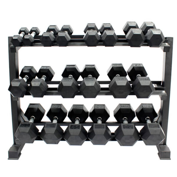 Buge Hex Dumbbells 50lbs Rack