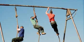 Marines Perform A Rope Climbing Exercise